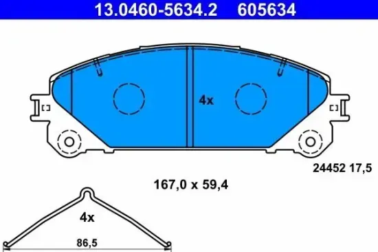 Bremsbelagsatz, Scheibenbremse Vorderachse ATE 13.0460-5634.2 Bild Bremsbelagsatz, Scheibenbremse Vorderachse ATE 13.0460-5634.2