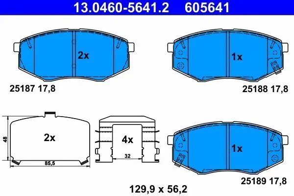 Bremsbelagsatz, Scheibenbremse ATE 13.0460-5641.2 Bild Bremsbelagsatz, Scheibenbremse ATE 13.0460-5641.2