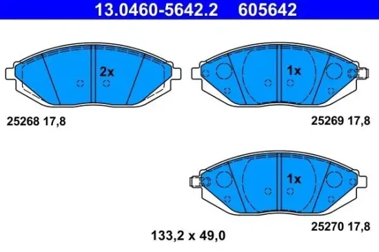 Bremsbelagsatz, Scheibenbremse Vorderachse ATE 13.0460-5642.2 Bild Bremsbelagsatz, Scheibenbremse Vorderachse ATE 13.0460-5642.2