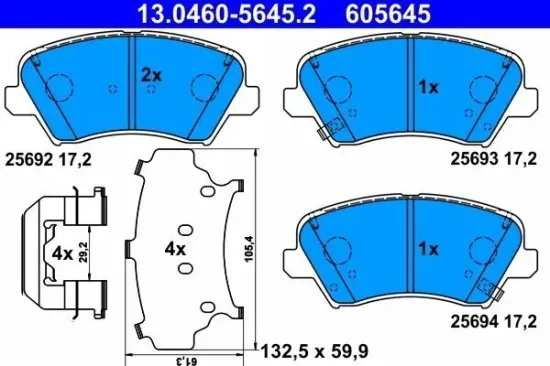 Bremsbelagsatz, Scheibenbremse ATE 13.0460-5645.2 Bild Bremsbelagsatz, Scheibenbremse ATE 13.0460-5645.2