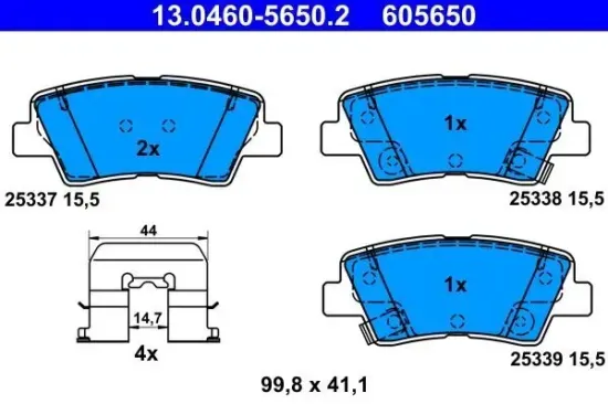 Bremsbelagsatz, Scheibenbremse ATE 13.0460-5650.2 Bild Bremsbelagsatz, Scheibenbremse ATE 13.0460-5650.2