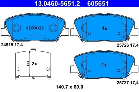 Bremsbelagsatz, Scheibenbremse ATE 13.0460-5651.2 Bild Bremsbelagsatz, Scheibenbremse ATE 13.0460-5651.2