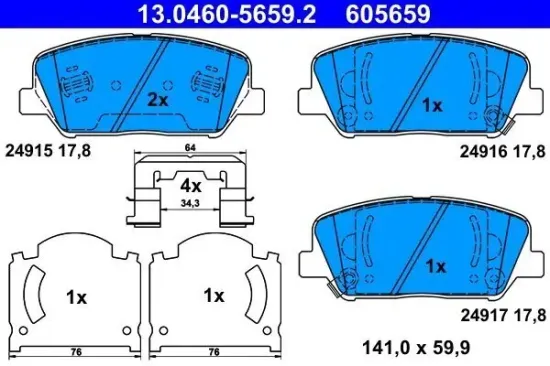 Bremsbelagsatz, Scheibenbremse ATE 13.0460-5659.2 Bild Bremsbelagsatz, Scheibenbremse ATE 13.0460-5659.2