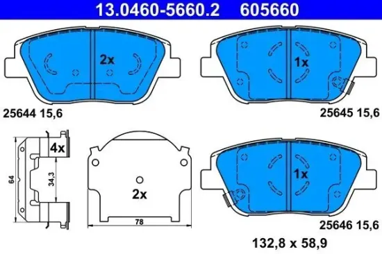 Bremsbelagsatz, Scheibenbremse ATE 13.0460-5660.2 Bild Bremsbelagsatz, Scheibenbremse ATE 13.0460-5660.2