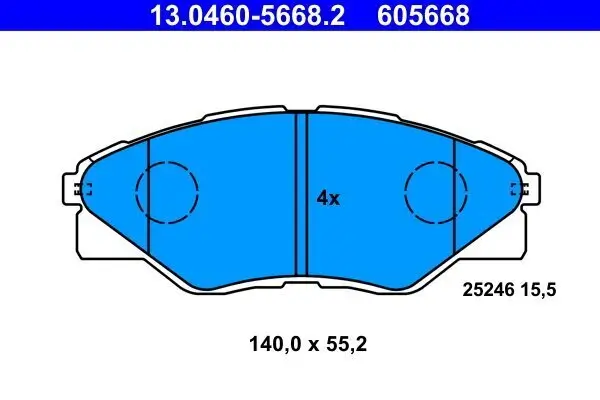Bremsbelagsatz, Scheibenbremse Vorderachse ATE 13.0460-5668.2