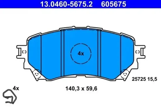 Bremsbelagsatz, Scheibenbremse Vorderachse ATE 13.0460-5675.2 Bild Bremsbelagsatz, Scheibenbremse Vorderachse ATE 13.0460-5675.2