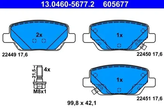 Bremsbelagsatz, Scheibenbremse ATE 13.0460-5677.2 Bild Bremsbelagsatz, Scheibenbremse ATE 13.0460-5677.2