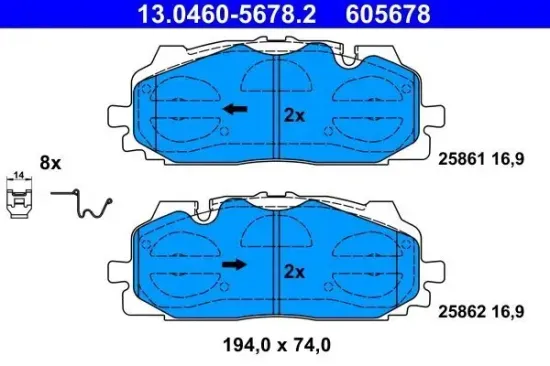 Bremsbelagsatz, Scheibenbremse ATE 13.0460-5678.2 Bild Bremsbelagsatz, Scheibenbremse ATE 13.0460-5678.2