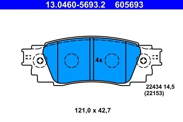 Bremsbelagsatz, Scheibenbremse Hinterachse ATE 13.0460-5693.2