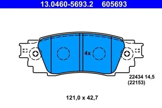Bremsbelagsatz, Scheibenbremse Hinterachse ATE 13.0460-5693.2 Bild Bremsbelagsatz, Scheibenbremse Hinterachse ATE 13.0460-5693.2