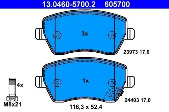 Bremsbelagsatz, Scheibenbremse ATE 13.0460-5700.2 Bild Bremsbelagsatz, Scheibenbremse ATE 13.0460-5700.2