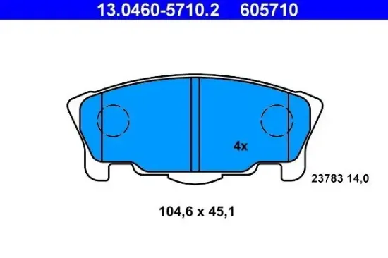 Bremsbelagsatz, Scheibenbremse Vorderachse ATE 13.0460-5710.2 Bild Bremsbelagsatz, Scheibenbremse Vorderachse ATE 13.0460-5710.2