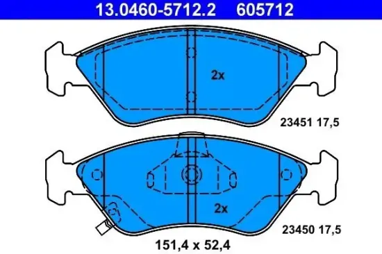 Bremsbelagsatz, Scheibenbremse ATE 13.0460-5712.2 Bild Bremsbelagsatz, Scheibenbremse ATE 13.0460-5712.2