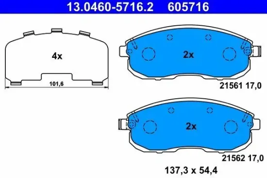 Bremsbelagsatz, Scheibenbremse Vorderachse ATE 13.0460-5716.2 Bild Bremsbelagsatz, Scheibenbremse Vorderachse ATE 13.0460-5716.2