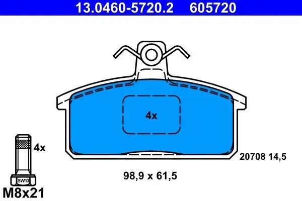 Bremsbelagsatz, Scheibenbremse ATE 13.0460-5720.2 Bild Bremsbelagsatz, Scheibenbremse ATE 13.0460-5720.2