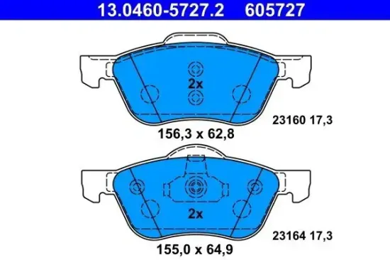 Bremsbelagsatz, Scheibenbremse Vorderachse ATE 13.0460-5727.2 Bild Bremsbelagsatz, Scheibenbremse Vorderachse ATE 13.0460-5727.2