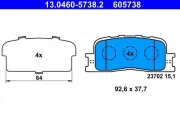 Bremsbelagsatz, Scheibenbremse Hinterachse ATE 13.0460-5738.2