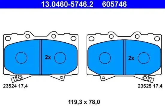 Bremsbelagsatz, Scheibenbremse Vorderachse ATE 13.0460-5746.2 Bild Bremsbelagsatz, Scheibenbremse Vorderachse ATE 13.0460-5746.2