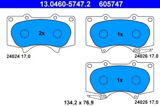 Bremsbelagsatz, Scheibenbremse ATE 13.0460-5747.2 Bild Bremsbelagsatz, Scheibenbremse ATE 13.0460-5747.2