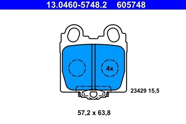 Bremsbelagsatz, Scheibenbremse Hinterachse ATE 13.0460-5748.2