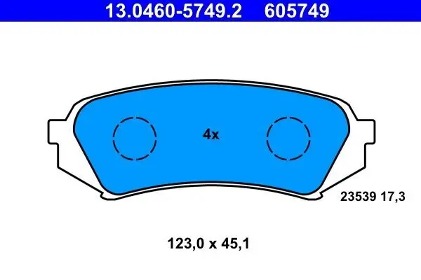 Bremsbelagsatz, Scheibenbremse ATE 13.0460-5749.2 Bild Bremsbelagsatz, Scheibenbremse ATE 13.0460-5749.2