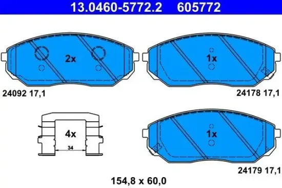 Bremsbelagsatz, Scheibenbremse ATE 13.0460-5772.2 Bild Bremsbelagsatz, Scheibenbremse ATE 13.0460-5772.2