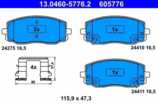 Bremsbelagsatz, Scheibenbremse ATE 13.0460-5776.2 Bild Bremsbelagsatz, Scheibenbremse ATE 13.0460-5776.2