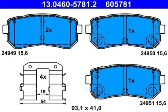 Bremsbelagsatz, Scheibenbremse ATE 13.0460-5781.2 Bild Bremsbelagsatz, Scheibenbremse ATE 13.0460-5781.2