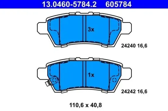 Bremsbelagsatz, Scheibenbremse Hinterachse ATE 13.0460-5784.2 Bild Bremsbelagsatz, Scheibenbremse Hinterachse ATE 13.0460-5784.2