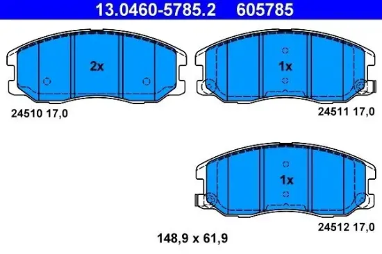 Bremsbelagsatz, Scheibenbremse Vorderachse ATE 13.0460-5785.2 Bild Bremsbelagsatz, Scheibenbremse Vorderachse ATE 13.0460-5785.2