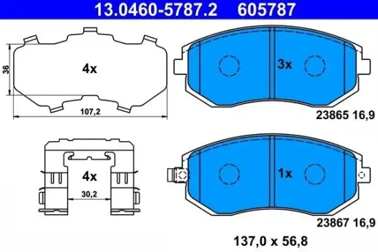 Bremsbelagsatz, Scheibenbremse ATE 13.0460-5787.2 Bild Bremsbelagsatz, Scheibenbremse ATE 13.0460-5787.2