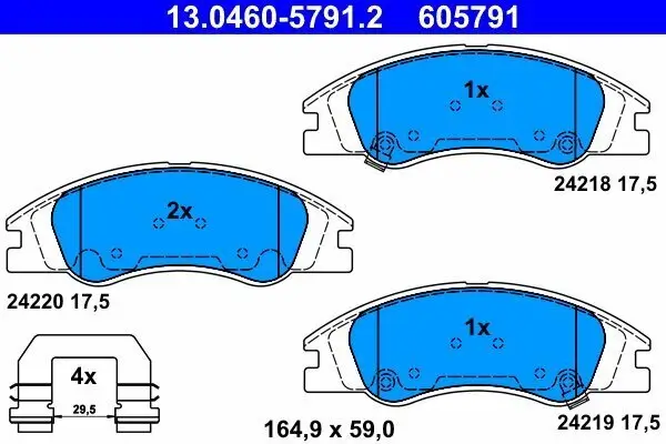 Bremsbelagsatz, Scheibenbremse ATE 13.0460-5791.2 Bild Bremsbelagsatz, Scheibenbremse ATE 13.0460-5791.2