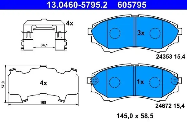 Bremsbelagsatz, Scheibenbremse ATE 13.0460-5795.2 Bild Bremsbelagsatz, Scheibenbremse ATE 13.0460-5795.2