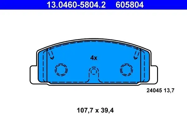 Bremsbelagsatz, Scheibenbremse Hinterachse ATE 13.0460-5804.2