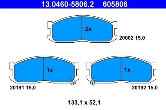 Bremsbelagsatz, Scheibenbremse ATE 13.0460-5806.2 Bild Bremsbelagsatz, Scheibenbremse ATE 13.0460-5806.2