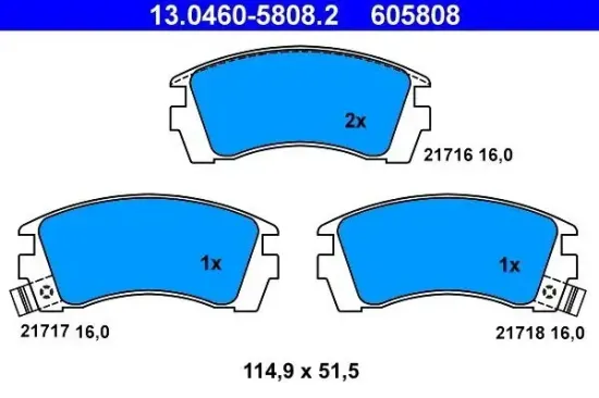 Bremsbelagsatz, Scheibenbremse Vorderachse ATE 13.0460-5808.2 Bild Bremsbelagsatz, Scheibenbremse Vorderachse ATE 13.0460-5808.2