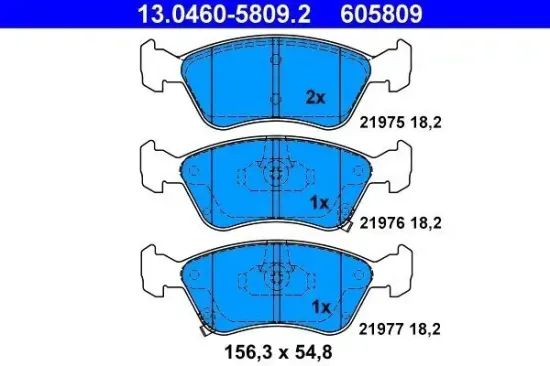 Bremsbelagsatz, Scheibenbremse Vorderachse ATE 13.0460-5809.2 Bild Bremsbelagsatz, Scheibenbremse Vorderachse ATE 13.0460-5809.2
