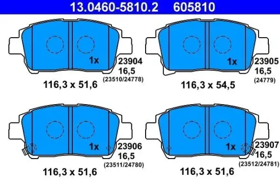 Bremsbelagsatz, Scheibenbremse Vorderachse ATE 13.0460-5810.2 Bild Bremsbelagsatz, Scheibenbremse Vorderachse ATE 13.0460-5810.2