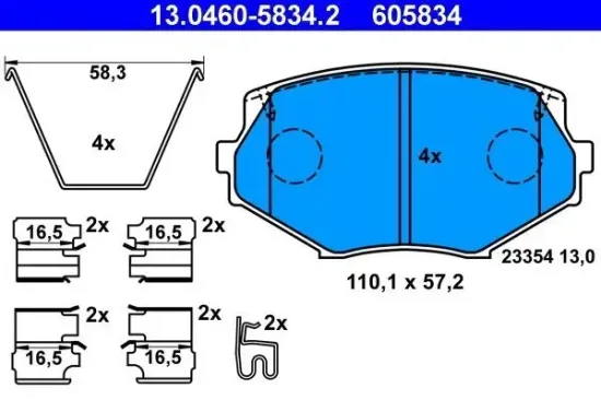 Bremsbelagsatz, Scheibenbremse ATE 13.0460-5834.2 Bild Bremsbelagsatz, Scheibenbremse ATE 13.0460-5834.2