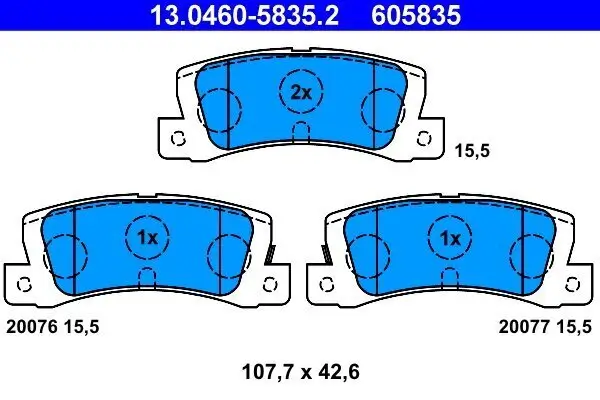 Bremsbelagsatz, Scheibenbremse Hinterachse ATE 13.0460-5835.2