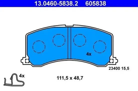 Bremsbelagsatz, Scheibenbremse ATE 13.0460-5838.2 Bild Bremsbelagsatz, Scheibenbremse ATE 13.0460-5838.2