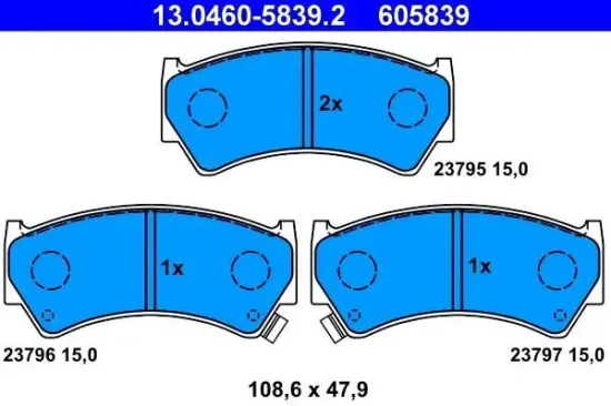 Bremsbelagsatz, Scheibenbremse ATE 13.0460-5839.2 Bild Bremsbelagsatz, Scheibenbremse ATE 13.0460-5839.2