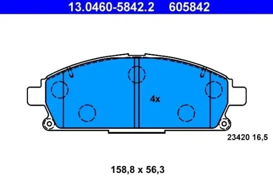 Bremsbelagsatz, Scheibenbremse Vorderachse ATE 13.0460-5842.2 Bild Bremsbelagsatz, Scheibenbremse Vorderachse ATE 13.0460-5842.2