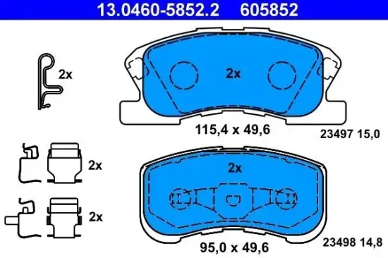 Bremsbelagsatz, Scheibenbremse Vorderachse ATE 13.0460-5852.2 Bild Bremsbelagsatz, Scheibenbremse Vorderachse ATE 13.0460-5852.2