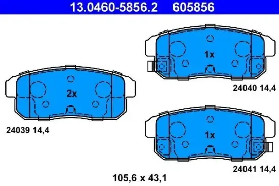 Bremsbelagsatz, Scheibenbremse Hinterachse ATE 13.0460-5856.2 Bild Bremsbelagsatz, Scheibenbremse Hinterachse ATE 13.0460-5856.2