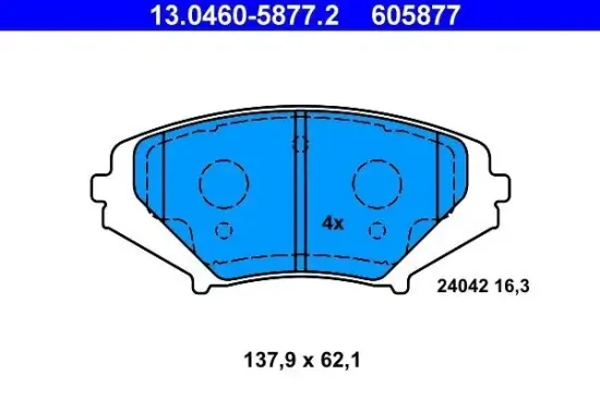 Bremsbelagsatz, Scheibenbremse Vorderachse ATE 13.0460-5877.2 Bild Bremsbelagsatz, Scheibenbremse Vorderachse ATE 13.0460-5877.2