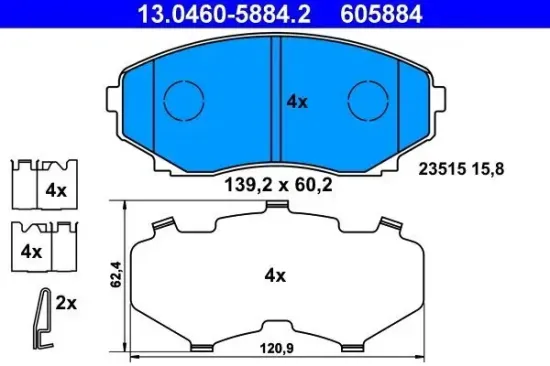 Bremsbelagsatz, Scheibenbremse ATE 13.0460-5884.2 Bild Bremsbelagsatz, Scheibenbremse ATE 13.0460-5884.2