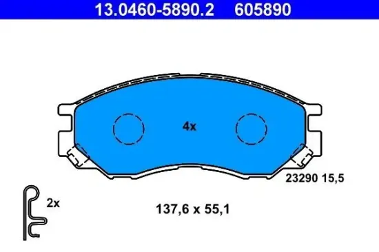 Bremsbelagsatz, Scheibenbremse Vorderachse ATE 13.0460-5890.2 Bild Bremsbelagsatz, Scheibenbremse Vorderachse ATE 13.0460-5890.2