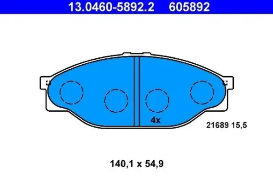 Bremsbelagsatz, Scheibenbremse Vorderachse ATE 13.0460-5892.2 Bild Bremsbelagsatz, Scheibenbremse Vorderachse ATE 13.0460-5892.2