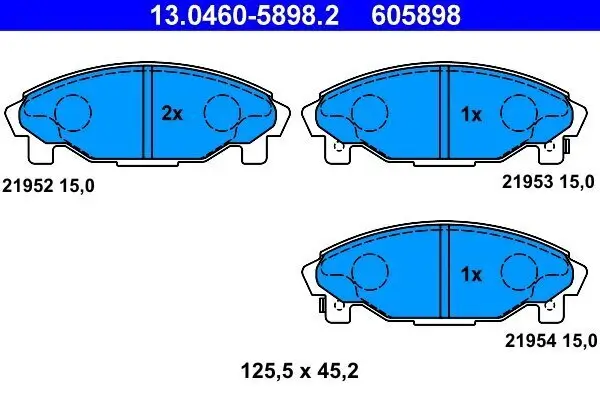 Bremsbelagsatz, Scheibenbremse Vorderachse ATE 13.0460-5898.2